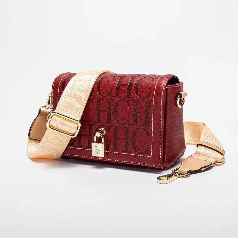 Fashion Design Model Metal Accessories Buckle Women's Shoulder Bag Luxury Brand 2025 Fashion Solid Colour Printed Head Bag