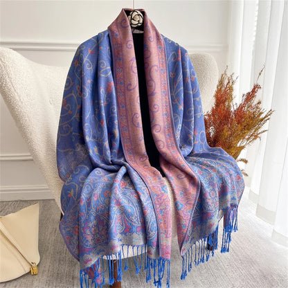 Autumn Bohemian Ethnic Paisley Cashmere Shawls Scarf for Women Warm Jacquard Pashmina Scarves Print Design Lady Foulard Stoles - AMULET RING STORE