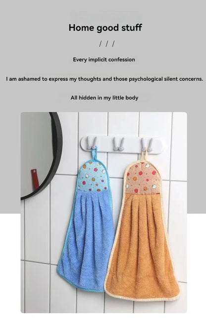 4pcs Coral Velvet Bathroom Supplies, Soft Hand Towel, Absorbent Cloth Dishcloths, Hanging Cloth, Kitchen Accessories - AMULET RING STORE