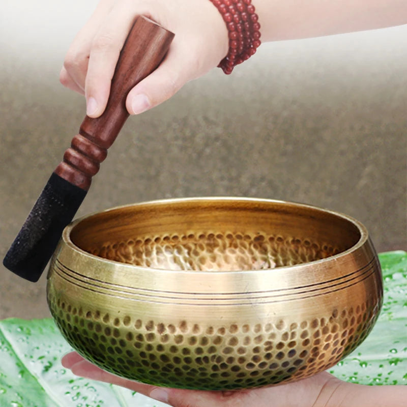 Nepal handmade Singing Bowl Tibet Buddha Sound Bowl Yoga Meditation Chanting Brass Chime Handicraft Music Therapy Tibetan - AMULET RING STORE