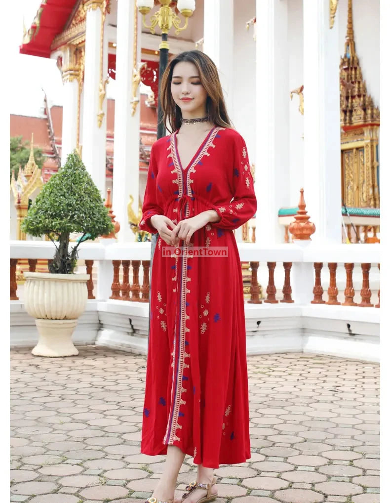 Sari India Women Clothing National Embroidered Dress Cotton Pakistan Style Costume Indian Top Long  Blouse