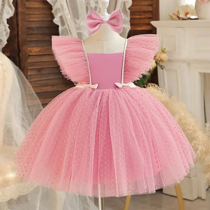 Wedding Birthday Dress for Flower Girls Kids Elegant Party Sequins Tutu Christening Gown 3-8 Yrs Children Formal Pageant Clothes - AMULET RING STORE