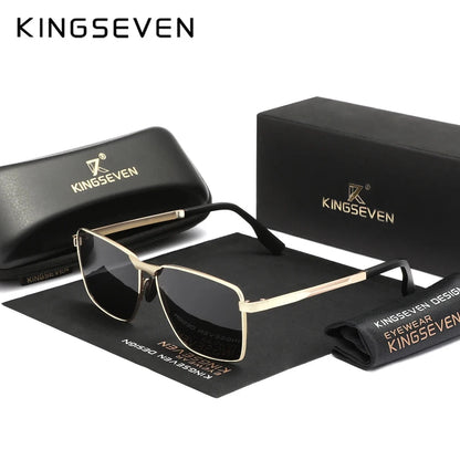 KINGSEVEN Classic Sunglasses Men Rectangle Alloy Frame Glasses Polarized UV400 Casual Trendy Driving Eyewear