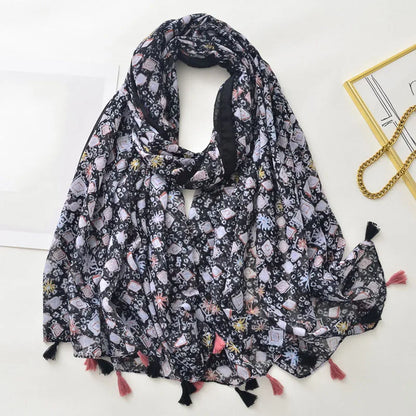 Luxury Brand Scarf For Woman Soft Cotton Shawl Wrap Tassel Viscose Muslim Woman Hijab Boho Beach Towel Female Bandana Headscarf - AMULET RING STORE