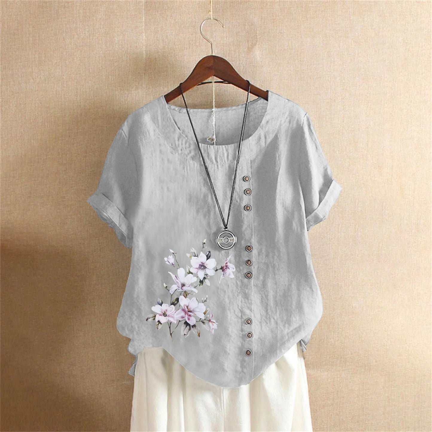 Cotton Linen T Shirt Women's Clothing Summer Retro Ladies Tops Tee Casual Loose Short Sleeve T-shirt Woman Ropa Blusas Tshirt