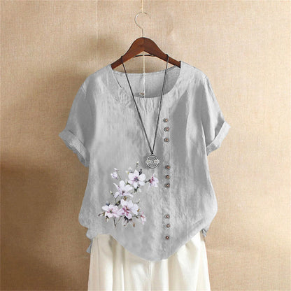 Cotton Linen T Shirt Women's Clothing Summer Retro Ladies Tops Tee Casual Loose Short Sleeve T-shirt Woman Ropa Blusas Tshirt