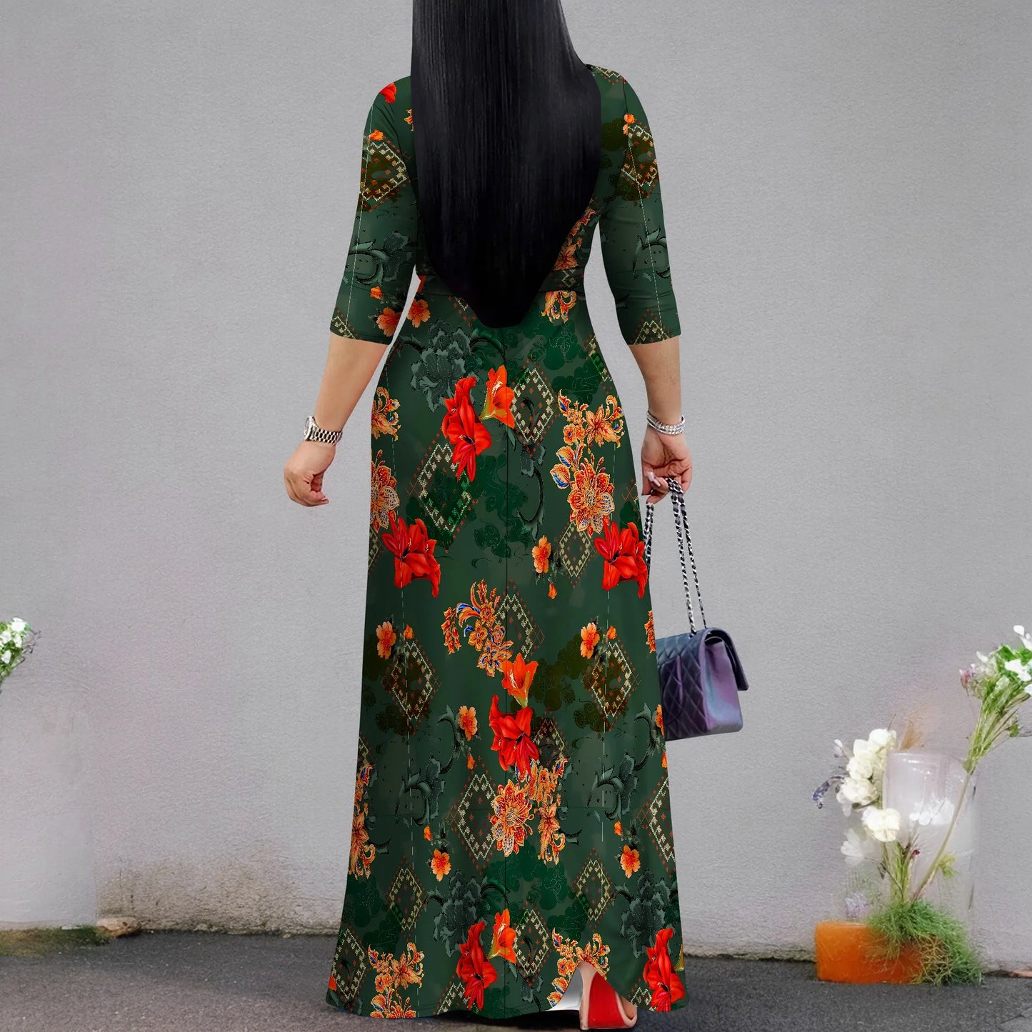 Women's Casual Sexy V Neck 3/4 Sleeves Club wear Party Outfits