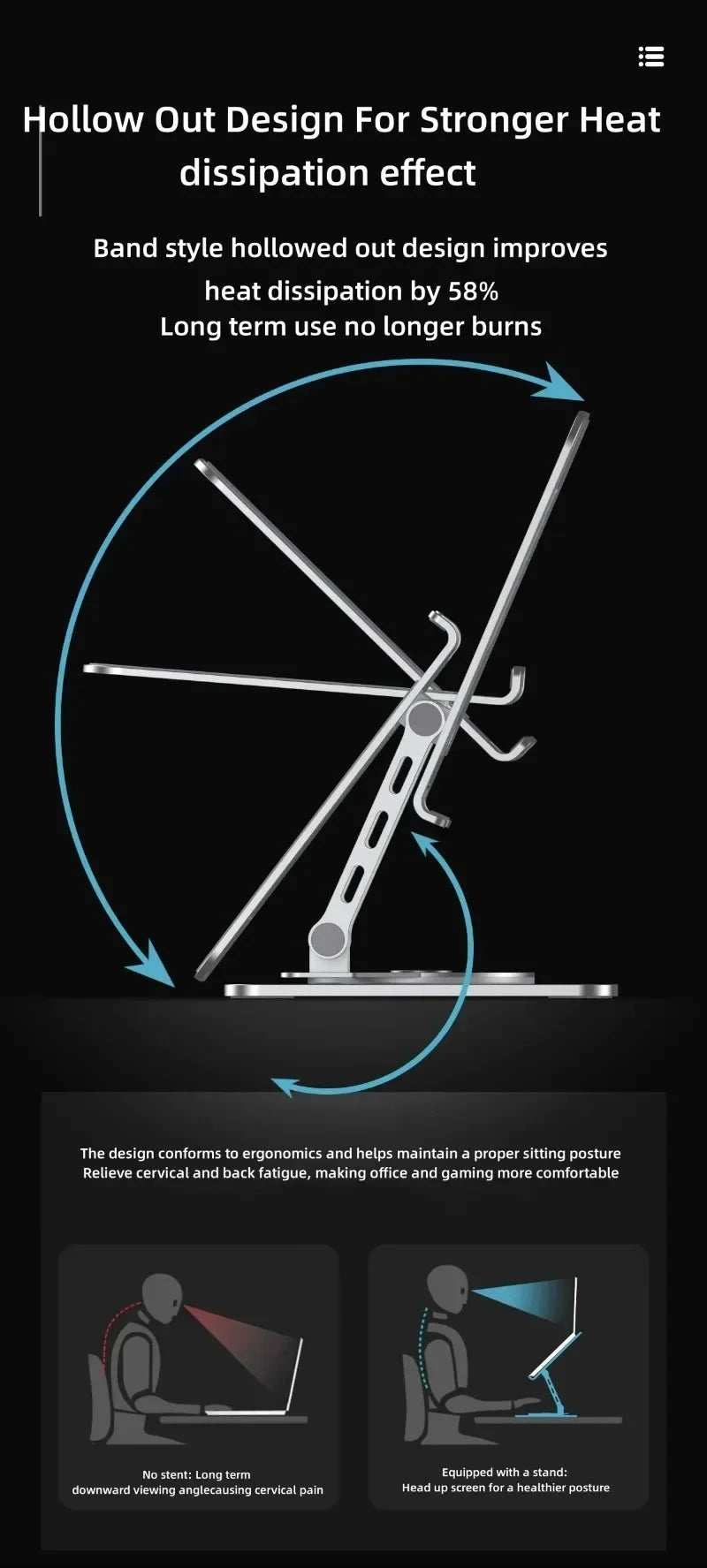 Aluminum 360° Rotation Portable Desktop Foldable Laptop Tablet Holder Bracket For iPad Macbook RedmiBook Galaxy Tab Book Laptop* - AMULET RING STORE