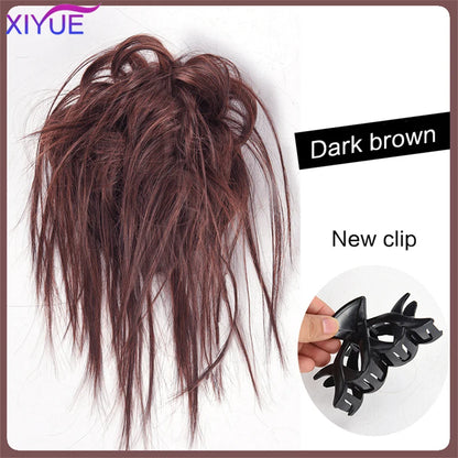 XIYUE Synthetic Messy Hair Bun Tousled Hairpiece Elastic Band Chignon Curly Scrunchie Updo Cover Hair Tail for Women Pink - AMULET RING STORE