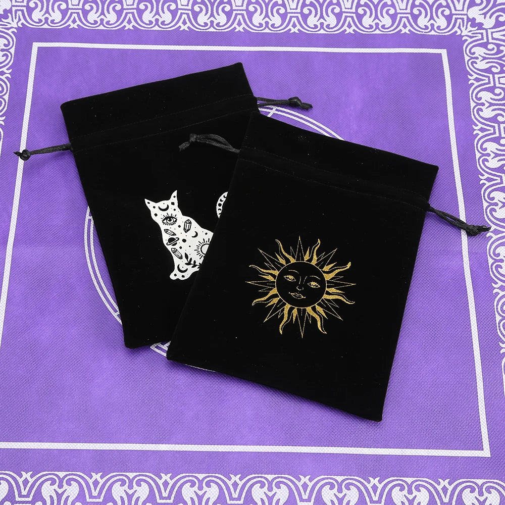 Tarot Card Bag Composite Fleece Drawstring Storage Bag Tarots Storage Bag Dice Bag Rune Jewelry Pouch Christmas Party Gift Pouch - AMULET RING STORE