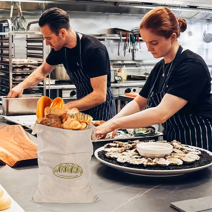 1/6pcs Reusable Linen Bread Bag Baking Storage Container for Toast Unbleached Preservation Bag with Drawstring Kitchen Organizer - AMULET RING STORE