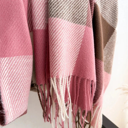 Plaid Imitation Cashmere Blanket Winter Women Scarf Designer Thick Warm Pashmina Shawl Wraps Tassel Poncho Stoles Echarpe Unisex