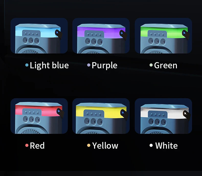 Portable air conditioning fan household 5000 mA desk humidifier small fan office three hole spray fan with color night light