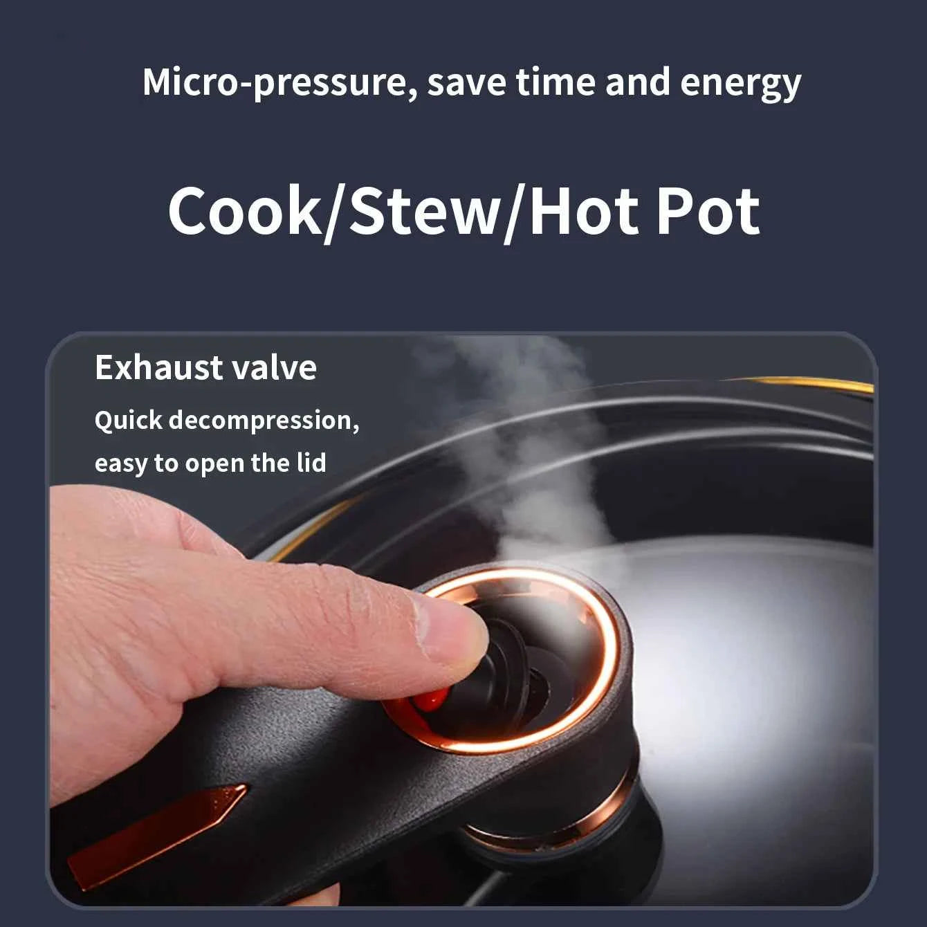 1 Piece Chubby Micro-Pressure Pot Household 7L Large Capacity 26cm Stew Pot Multi-Functional Non-Stick Pot Induction Cooker Gas Suitable