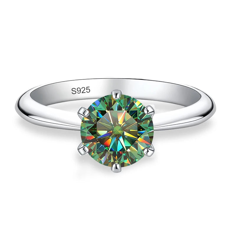 NeeTim 0.5ct 1ct 2ct 3ct Blue Pink Purple Black Moissanite Rings for Women Sterling 925 Silver Wedding Party Band Woman's Ring