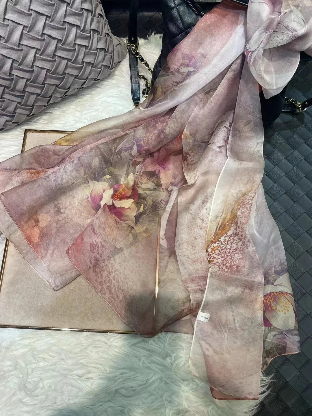 BYSIFA|New Black Pink Peony 100% Silk Shawl Scarf Women Chiffon Long Silk Scarves Cape Summer Foulard Winter Brand Scarves Wraps