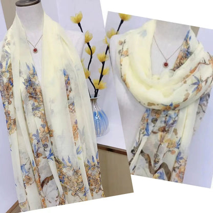 2025 Silk Scarf Women Hijab Pashmina Long Beach Stoles Shawl Wrap Headbands Spring Warm Scarves Bandana Ladies Neckscarf Foulard