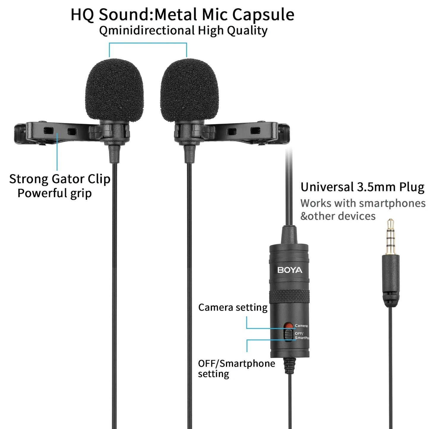 BOYA BY-M1 Condenser Lavalier Lapel Clip-on Microphone 3.5mm TRRS 6M Mic For PC iphone DSLR Camera YouTube Recording Streaming