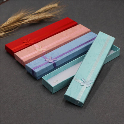 Long Jewelry Necklace Bracelet Box Storage Container Jewellery Box Packaging Bowknot Gift Display Paper Organizer Case Wholesale - AMULET RING STORE