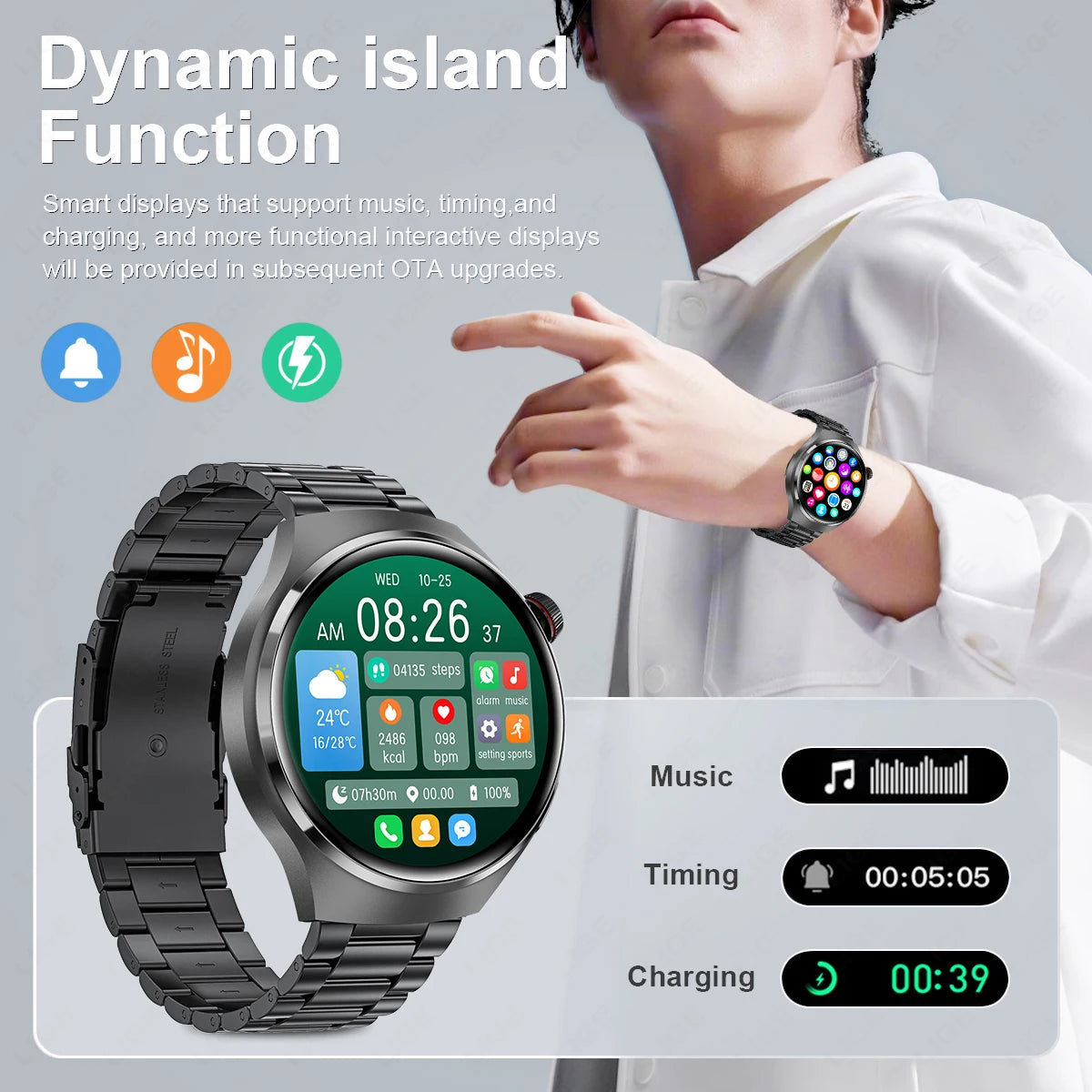 LIGE New Smart Watch Men 1.52 inch Full touch Screen Bluetooth Call Heart Rate Waterproof Men SmartWatch For GPS Sport Tracker - AMULET RING STORE
