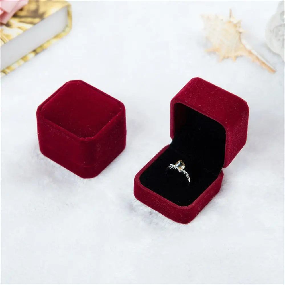 Heart-Shaped Velvet Jewelry Box Rose Flower Valentine'S Day Engagement Proposal Wedding Ring Box Gift Box Jewelry Organizer Case - AMULET RING STORE