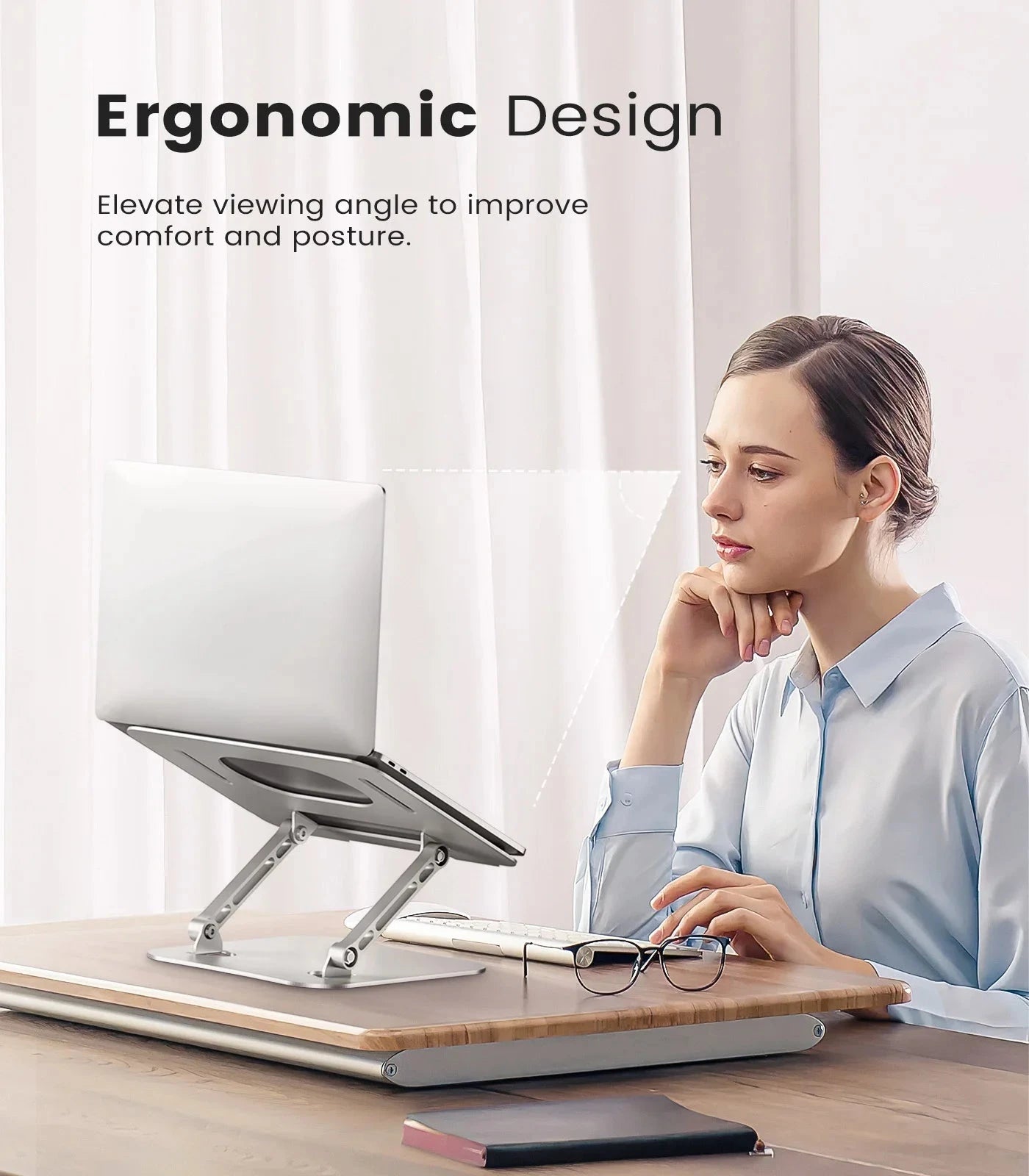 ST01 Portable 11–16-inch Adjustable Laptop Stand Computer Stand Sturdy Aluminum for Desk Foldable Laptop Holder Notebook Tablet - AMULET RING STORE