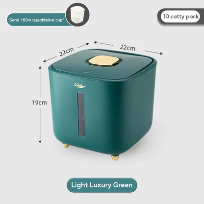 Moisture Proof Insect Proof Rice Box 5/10KG Grain Sealed Jar Kitchen Container Bucket Storage Pet Dog Food Box with Bullet Lid