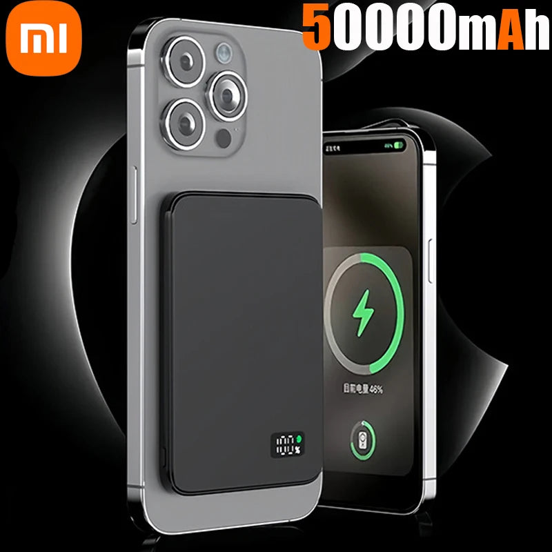 Xiaomi MIJIA 50000mAh Ultra Thin Power Bank for Magnetic Wireless Fast Charging LED Display Portable Battery For iPhone Samsung