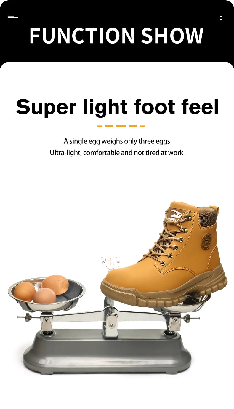 High-top PU anti-smash anti-puncture breathable safety shoes - AMULET RING STORE