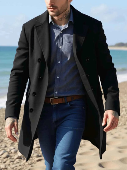 Man's Winter Jacket Foiled Coat Overcoat Padded Liner Double Buckle Accent Solid Tone Outdoor GradeEuro Fit