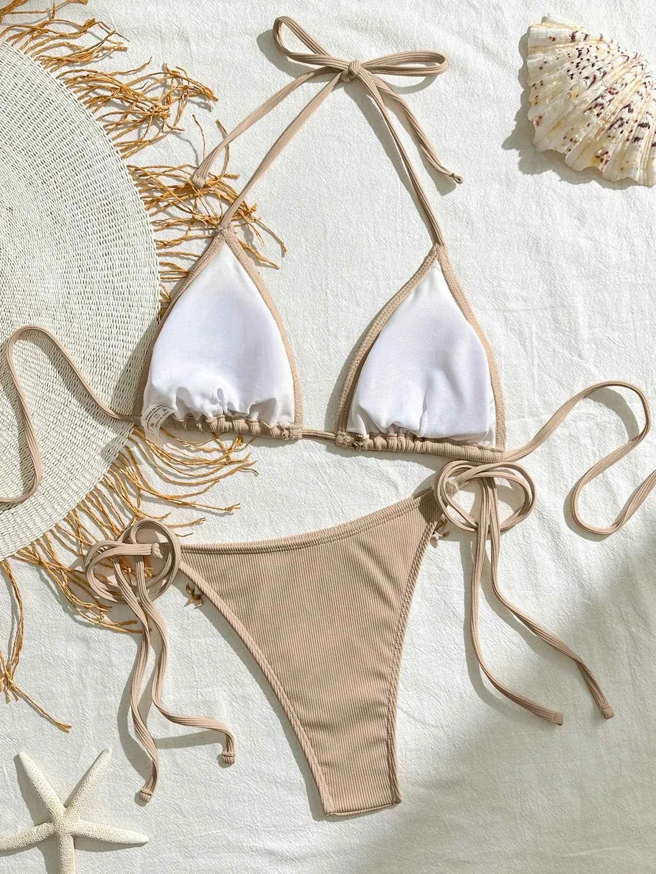 Peachtan thong bikini women push up beach swimwear 2 piece swimsuit 2024 women bikini bathing suit summer women beachwear