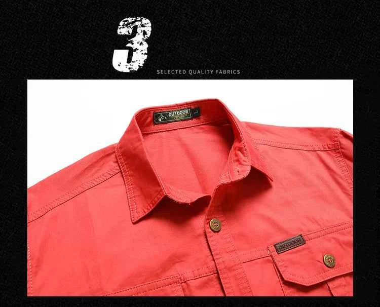 Retro Cargo style Men's Long Sleeve Shirt With Pocket Design, Men'sCasual Button Up Shirt For Spring Fall Qutdoo