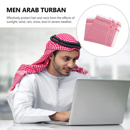 Polyester Men Headscarf Arab Turban Muslim Dubai Scarf Saudi Shawl Hiking Bandana Camping Shemagh Outdoor Accessory Breathing - AMULET RING STORE