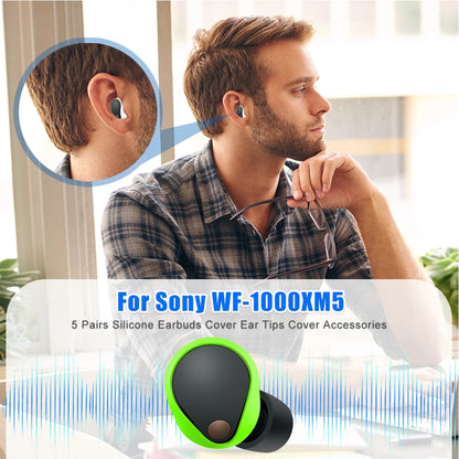 5 Pairs Silicone Ear Tips Cover Accessories Anti-Slip Ear Bud Tips 5 Color Ear Caps Replacement for Sony WF-1000XM5 Headphones - AMULET RING STORE