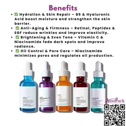 High Quality Face Serum Combo Hydrating, Brightening, Anti-Acne, Anti-Aging, Pore Care Bulk Supply