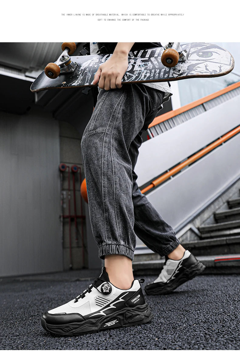 Men's Korean breathable casual sports shoes four season new soft soled Rotating shoelaces outdoor running shoes student sneakers - AMULET RING STORE