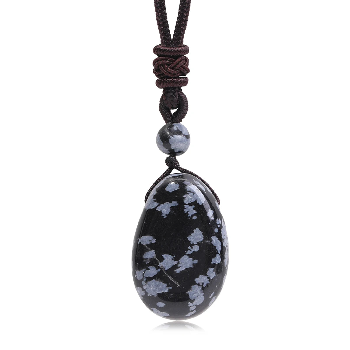 Casual Simple Natural Water Droplet Pendant Necklace Amethyst Opal Obsidian Red Agate Pendant Adjustable Cord Chain Necklace