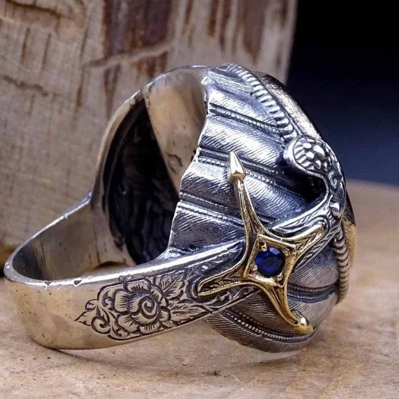 Turkish Handmade Jewelry Silver Color Plated Islamic Men's Ring Size 6-11