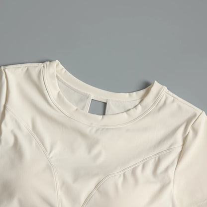 Yoga suit with chest pad sports beauty back fashionable quick-drying short-sleeved T-shirt running Pilates training fitness - AMULET RING STORE