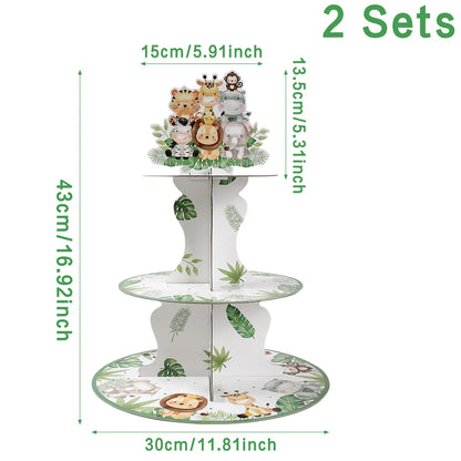 Cake Display Stand Jungle Mermaid Birthday Party Decorations Kids Dessert Holder Cake Tray Butterfly Baby Shower Cupcake Support - AMULET RING STORE