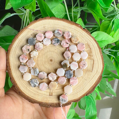 8.5x9.5mm Natural Hexagon Stone Beads Faceted Amazonite Quartz Jade Loose Spacer Beads for Jewelry Making DIY Bracelet Pendant - AMULET RING STORE