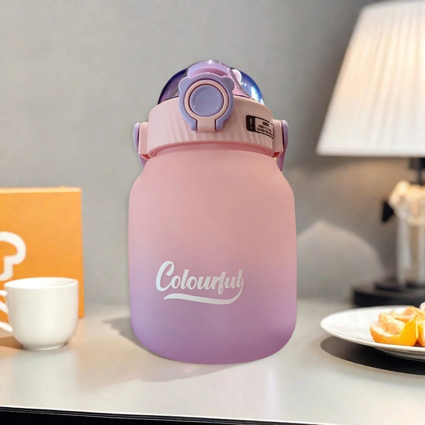 1000ml Gradient Color Water Bottle with Handle and Carry Strap for Women Men - Reusable Leakproof Plastic Cup - AMULET RING STORE