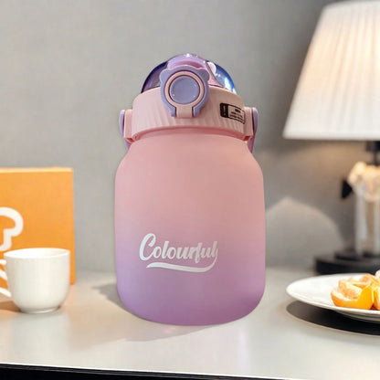1000ml Gradient Color Water Bottle with Handle and Carry Strap for Women Men - Reusable Leakproof Plastic Cup - AMULET RING STORE
