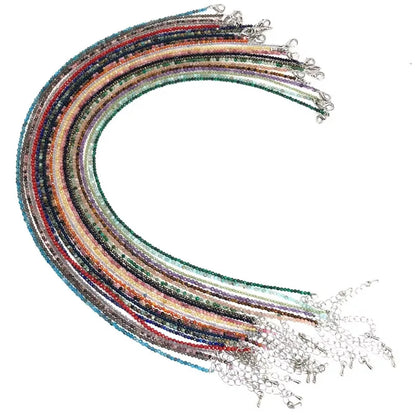 2-3mm Natural Stone Beaded Necklace Handmade Mini Tourmaline lapis crystal Energy Healing Female Bracelet for Women Jewelry Gift - AMULET RING STORE