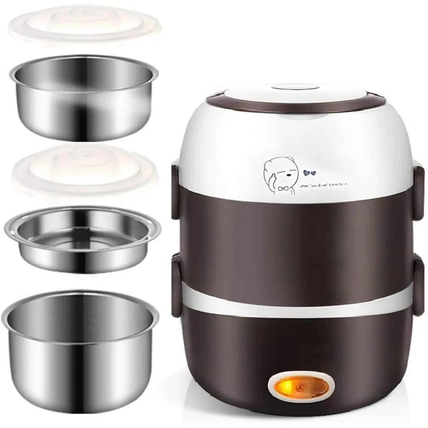 Electric Lunch Box, 3 Layers 2L Portable Electric Heating Bento Lunch Box Food Storage Warmer Container,110V 200W