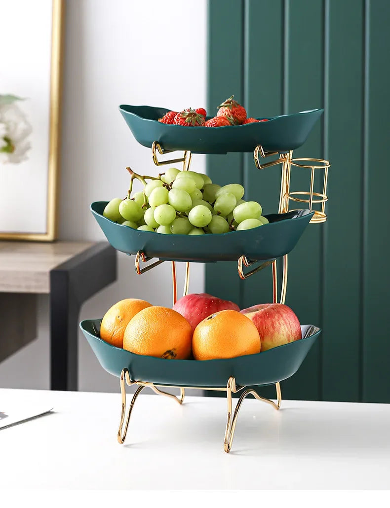 2/3 Layer Table Plates Dinnerware Wooden Kitchen Fruit Bowl with Floors Partitioned Dish Candy Cake Trays Fruit Plate Salad Bowl - AMULET RING STORE