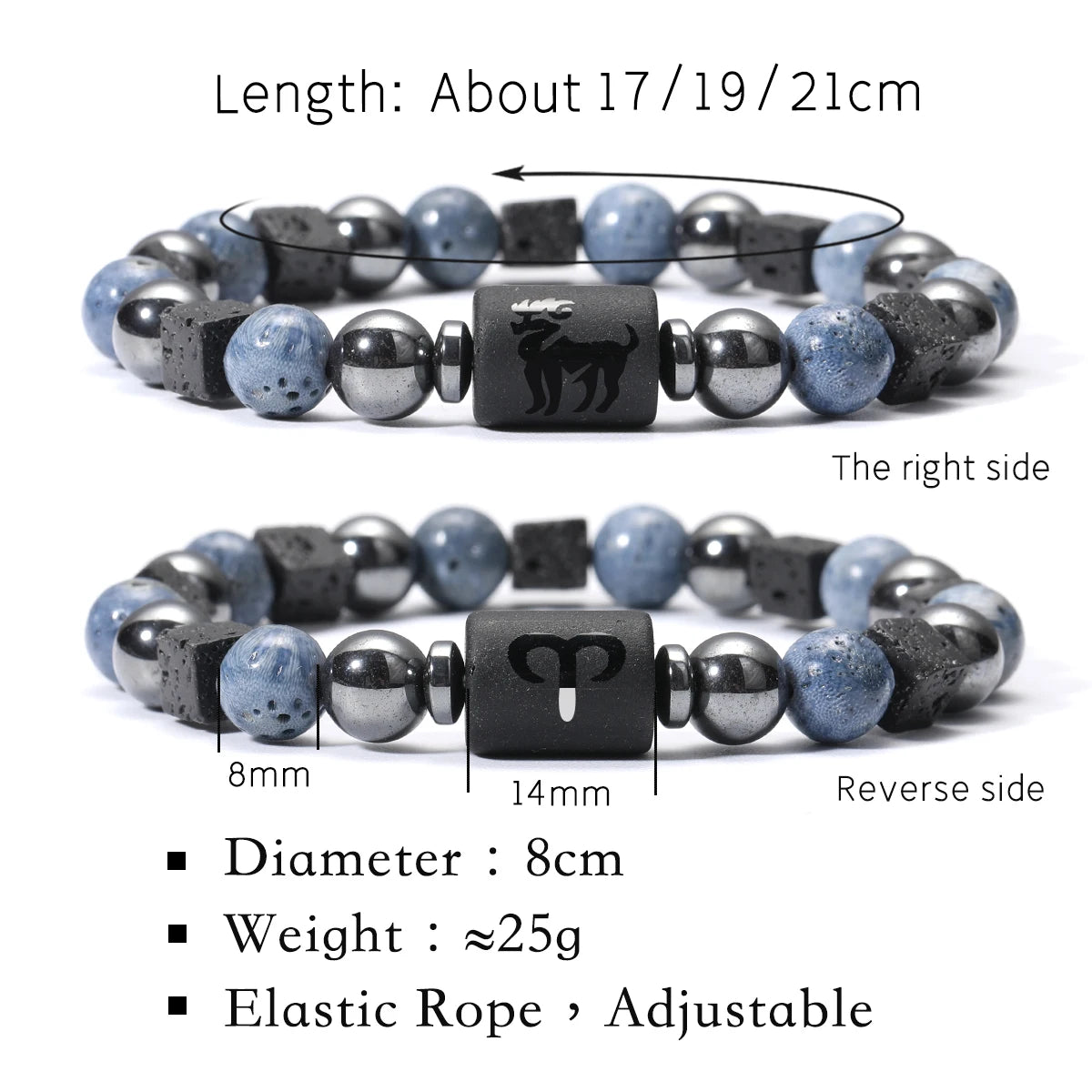 12 Constellation Natural Blue Coral Lava Stone Stone Beads Bracelet For Men Couple Rope Friendship Zodiac