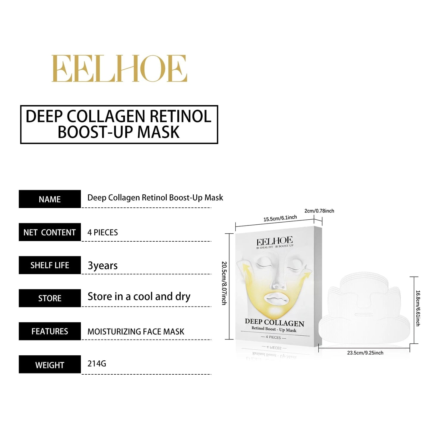 Deep Collagen Retinol Firming Mask Lifting Tightening Facial Skin Lighten Fine Lines Smooth Natural Hydrating Translucent Mask