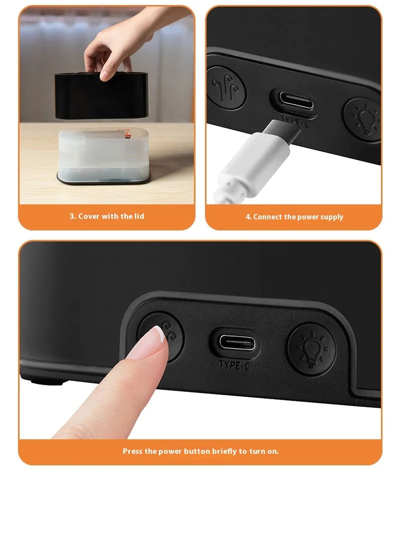 New style seven-color aromatherapy machine, bedroom essential oil aromatherapy lamp, wood grain flame humidifier, desktop cracke