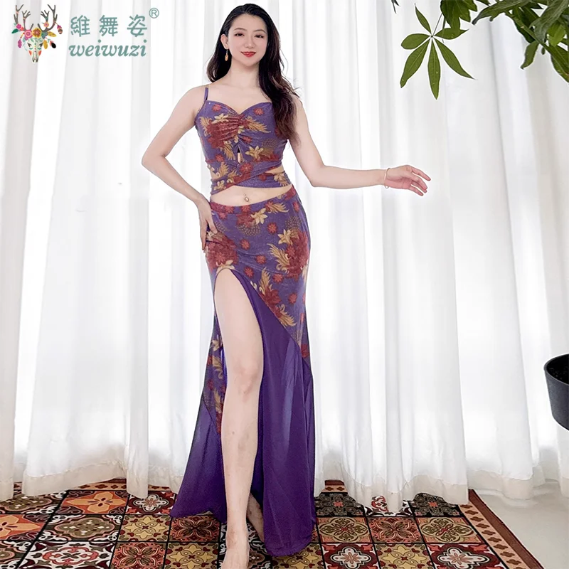 New Belly Dance Costume for Women's Slim Fit Short Sleeved Top+Premium Printed Skirt Set Oriental Dance Performance Clothing - AMULET RING STORE